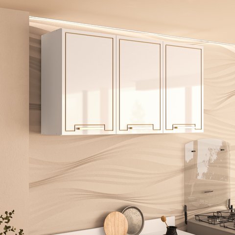Armário Aéreo 3 Portas Amara Moveis Branco