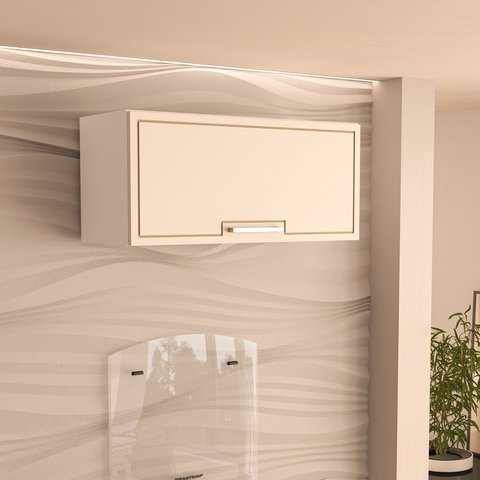 Armário Aéreo 1 Porta Basculante 80cm x 36cm x 30,5cm Bege/Branco/Creme