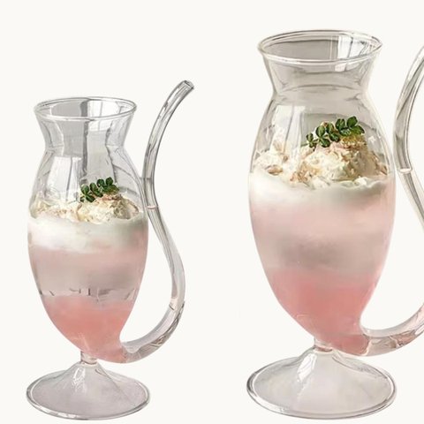 02 Copos de Vidro Canudo Vampiro Pipe para Drinks Coquetéis