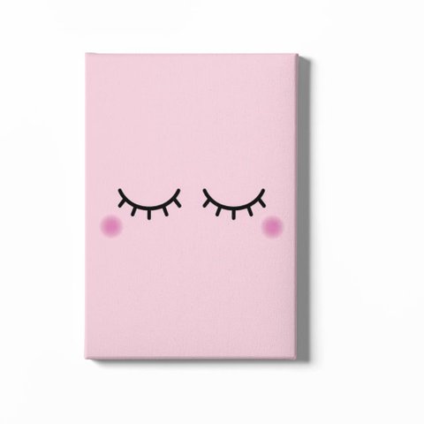 Quadro Decorativo Infantil-olhinhos Delicados com Fundo Rosa