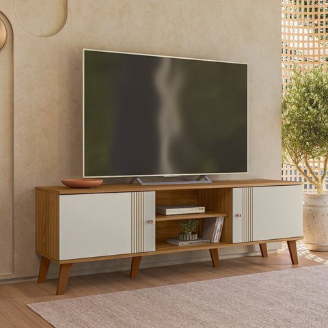 Rack para TV até 65 Polegadas MDF 160cm 2 Portas Denver Marrom