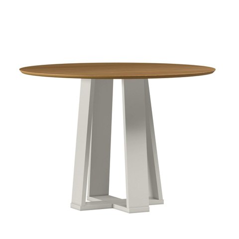 Mesa Sala de Jantar Tampo Redondo sem Vidro 100% MDF Isabela Branco/Off White/Ype