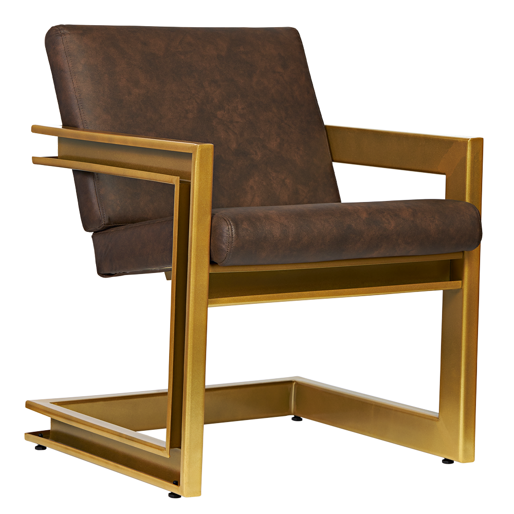 Poltrona Cadeira Detroit Couríssimo Facto Telha Estrutura Dourado - 1