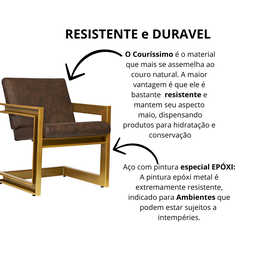 Poltrona Cadeira Detroit Couríssimo Facto Telha Estrutura Dourado - 3