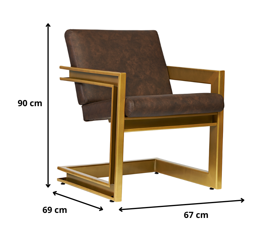 Poltrona Cadeira Detroit Couríssimo Facto Telha Estrutura Dourado - 6