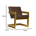 Ver imagem 6 de Poltrona Cadeira Detroit Couríssimo Facto Telha Estrutura Dourado