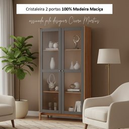 Cristaleira 190cm 2 Portas 100% Madeira Maciça Barcelona - 9