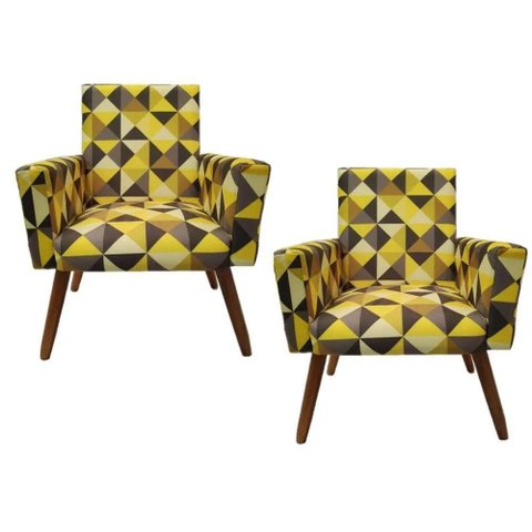 Kit 2 Poltronas Decorativas Nina Sala de Estar Triangulo Amarelo