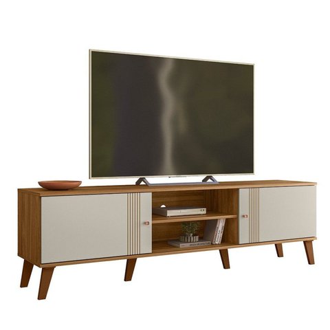 Rack para TV até 75 Polegadas MDF 180cm 2 Portas Nature Off White Denver