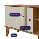 Ver imagem 4 de Rack para TV até 75 Polegadas MDF 180cm 2 Portas Nature Off White Denver Marrom