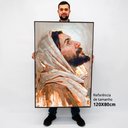 Ver imagem 2 de Quadro Decorativo Jesus Cristo Luz Divina em Moldura Caixa Tacolado Moldura Caixa Alta 4,5cm Preta C