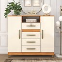 Ver imagem 1 de Cômoda Angra 2 Portas 4 Gavetas 99x109x40 cm Bege/Cinamomo/Off White