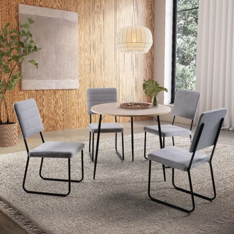 Conjunto Mesa de Jantar com Tampo Redondoe 4 Cadeiras Barcelona