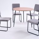 Ver imagem 2 de Conjunto Mesa de Jantar com Tampo Redondoe 4 Cadeiras Barcelona Cinza/Preto/Freijó