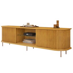 Rack para Sala Bancada de Tv 75 Pol 218cm Ripado World D04 Cedro - Mpozenato - 6