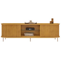 Rack para Sala Bancada de Tv 75 Pol 218cm Ripado World D04 Cedro - Mpozenato - 1