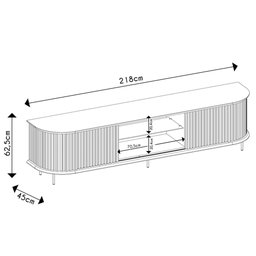 Rack para Sala Bancada de Tv 75 Pol 218cm Ripado World D04 Cedro - Mpozenato - 4