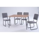 Ver imagem 1 de Conjunto Mesa de Jantar Barcelona Tampo Retangular e Quatro Cadeiras Barcelona Cinza/Preto/Freijó