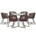 Ver imagem 1 de Mesa com 6 Cadeiras de Jantar Roma 120cm e Noronha em Alumínio Marrom Corda Náutica Estofado 11 Tram