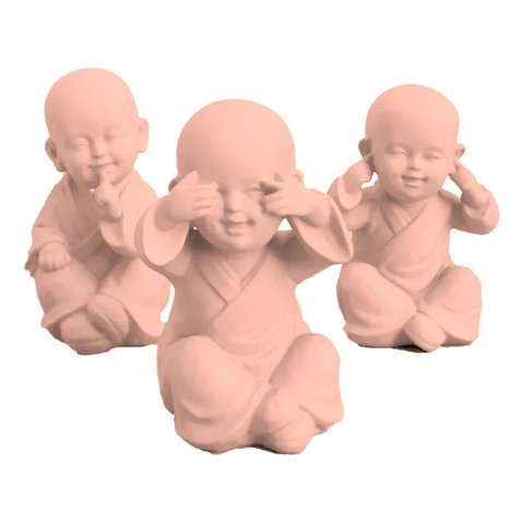 Kit Trio Buda 3d Decoração Cego Surdo Mudo Paz Harmonia - Nude