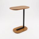 Ver imagem 2 de Mesa Elo Lateral Encaixe Sofá e Cama Mdf e Aço Design Moderno Resistente - Freijó/pé Preto