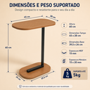 Ver imagem 4 de Mesa de Apoio Elo em MDF Pé de Aço para Sala Quarto Lateral Industrial Amadeirado/Pé Preto Lh Móveis