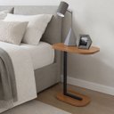 Ver imagem 2 de Mesa de Apoio Elo em MDF Pé de Aço para Sala Quarto Lateral Industrial Amadeirado/Pé Preto Lh Móveis