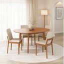 Ver imagem 2 de Kit Mesa de Jantar Extensível Redonda Tarsila e 4 Cadeiras Pequi CabeCasa MadeiraOriginals Marrom/Champagne/Castanho/Bege