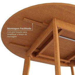 Kit Mesa de Jantar Extensível Redonda Tarsila e 4 Cadeiras Pequi Cabecasa Madeiramadeira - 10