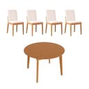 Ver imagem 3 de Kit Mesa de Jantar Extensível Redonda Tarsila e 4 Cadeiras Pequi CabeCasa MadeiraOriginals Marrom/Champagne/Castanho/Bege