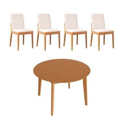 Kit Mesa de Jantar Extensível Redonda Tarsila e 4 Cadeiras Pequi Cabecasa Madeiramadeira - 3