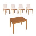Ver imagem 3 de Kit Mesa de Jantar Extensível Retangular Tarsila e 4 Cadeiras Pequi CabeCasa MadeiraOriginals Marrom/Champagne/Castanho/Bege