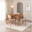 Ver imagem 1 de Kit Mesa de Jantar Extensível Retangular Tarsila e 4 Cadeiras Pequi CabeCasa MadeiraOriginals Marrom/Champagne/Castanho/Bege