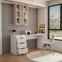 Ver imagem 4 de Mesa para Escritório Madri 3 Gavetas Creme/Branco - Panorama Móveis