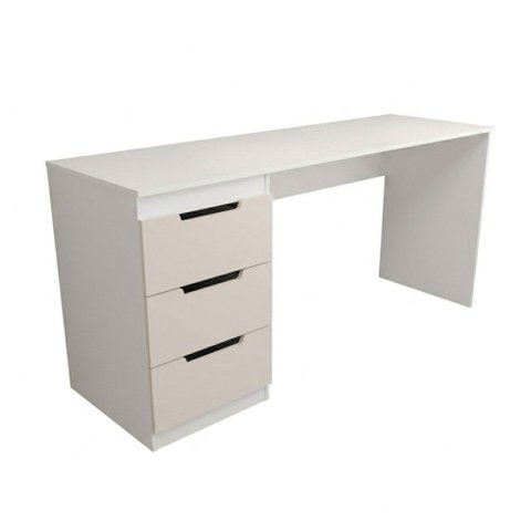 Mesa para Escritório Madri 3 Gavetas Creme/Branco - Panorama Móveis