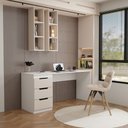 Ver imagem 3 de Mesa para Escritório Madri 3 Gavetas Creme/Branco - Panorama Móveis