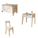 Ver imagem 3 de Conjunto Mesa com Cadeira e Baú Infantil Corujinha Casatema MadeiraOriginals Branco/Marrom
