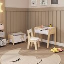 Ver imagem 1 de Conjunto Mesa com Cadeira e Baú Infantil Corujinha Casatema MadeiraOriginals Branco/Marrom