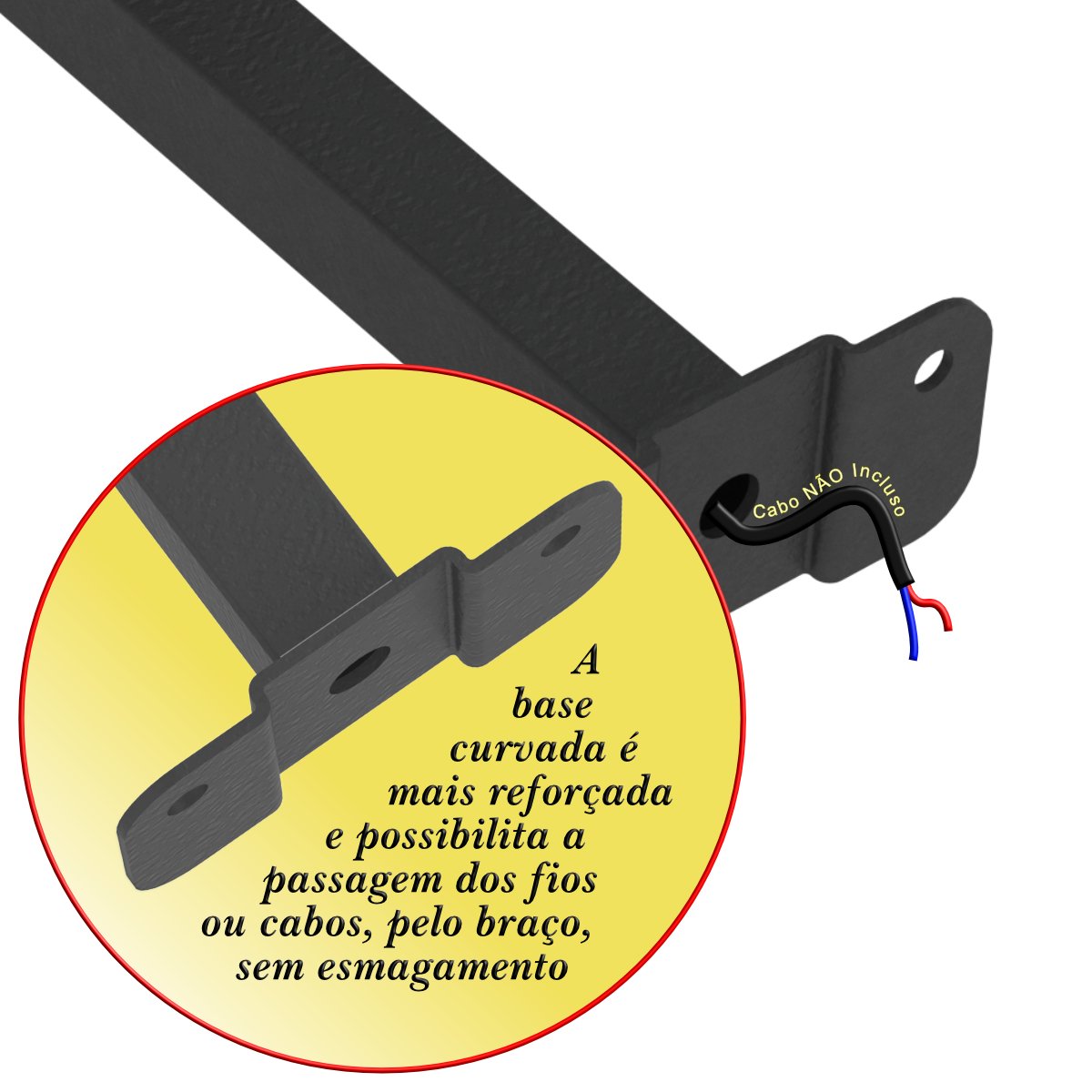 Suporte Refletor Base Reta Braço 30 Cm Preto - 9