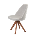 Ver imagem 1 de Cadeira Mariana com Base Giratória de Madeira Maciça Tecido Boucle Cinza