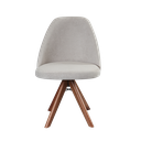 Ver imagem 3 de Cadeira Mariana com Base Giratória de Madeira Maciça Tecido Boucle Cinza