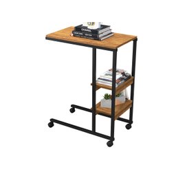 Mesa Auxiliar para Sofá Cama com Rodízios e Prateleiras Fit - 3