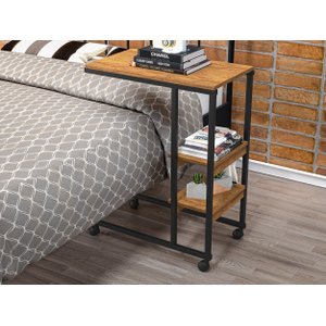 Mesa Auxiliar para Sofá Cama com Rodízios e Prateleiras Fit