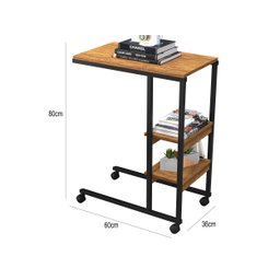 Mesa Auxiliar para Sofá Cama com Rodízios e Prateleiras Fit - 2