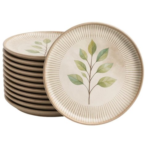Jogo 12 Pratos de Sobremesa 21,5cm Cerâmica Stoneware Porto Brasil Mesa Posta