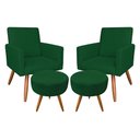 Ver imagem 1 de Kit 2 Poltronas/2 Puffs Redonda Veludo Verde