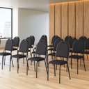 Ver imagem 5 de Kit 10 Cadeiras para Escritório Auditório Hotel Fixa Empilhável Preto