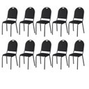 Ver imagem 1 de Kit 10 Cadeiras para Escritório Auditório Hotel Fixa Empilhável Preto