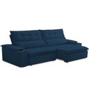 Ver imagem 1 de Sofá Retrátil Reclinável para Sala de Estar Living 250cm Ártico F04 Veludo Azul - Lyam Decor