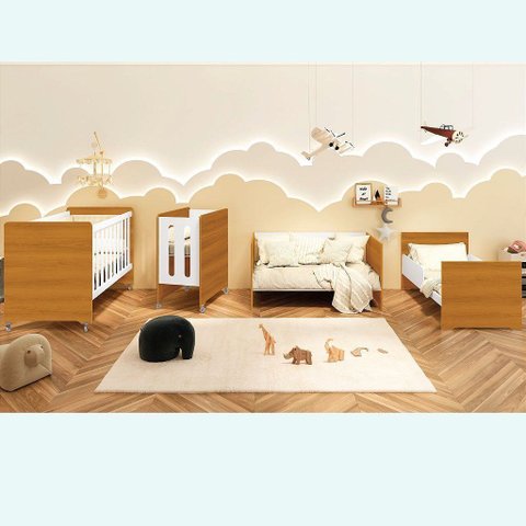Berço Americano 4 em 1 Evolution + Colchão Branco Savana